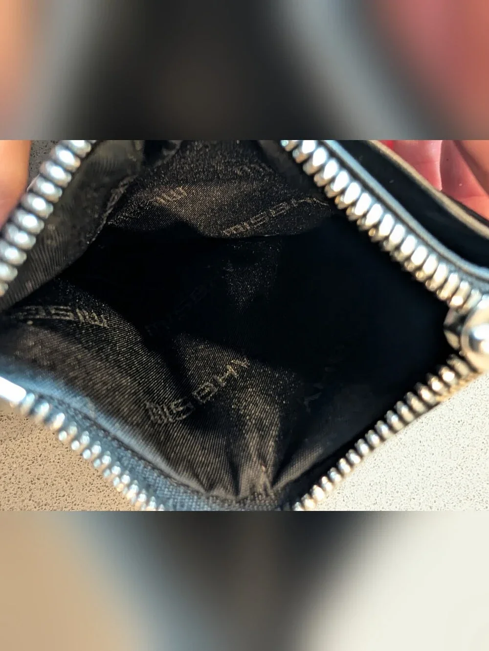 MISBHV Black Jacquard Monogram Zip Card Holder in Black and Cream